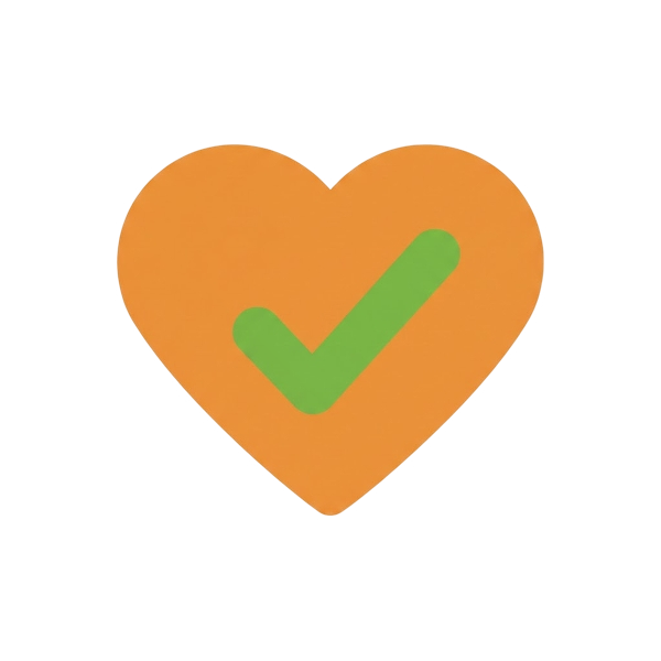 Check mark button and Orange heart