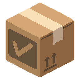 check mark button and package