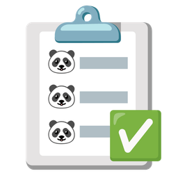 check mark button and panda