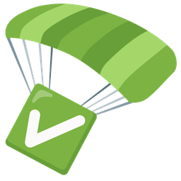 check mark button and parachute