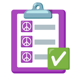 check mark button and peace symbol