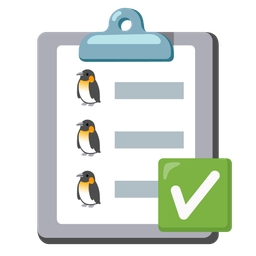 check mark button and penguin