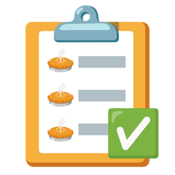 check mark button and pie