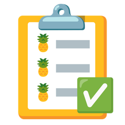 check mark button and pineapple