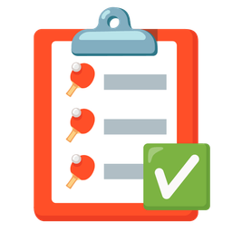 check mark button and ping pong