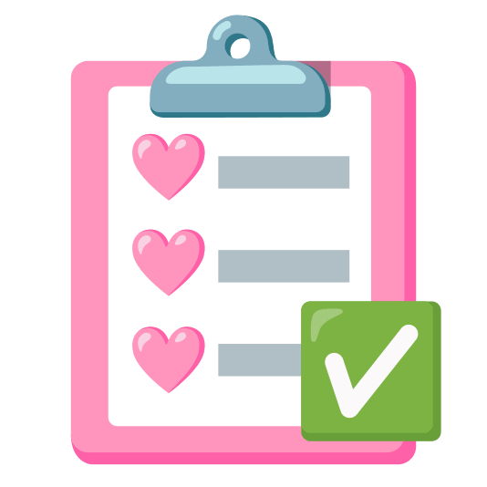 Check mark button and Pink heart