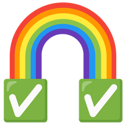 check mark button and rainbow