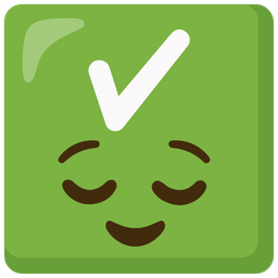 check mark button and relieved face