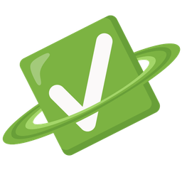 check mark button and ringed planet