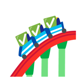 check mark button and roller coaster