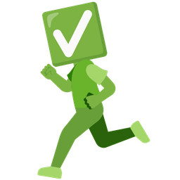 check mark button and running shoe