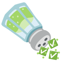 check mark button and salt