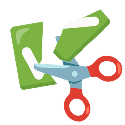 check mark button and scissors