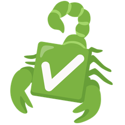 check mark button and scorpion