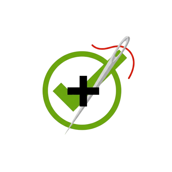 Check mark button and Sewing needle