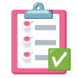 check mark button and shaved ice