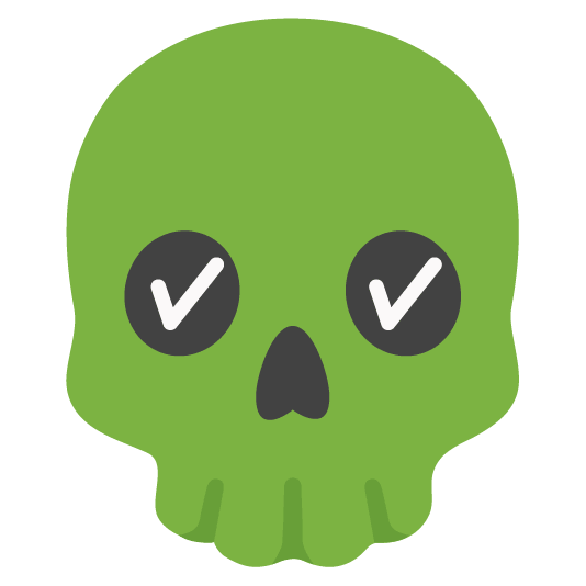 Check mark button and Skull