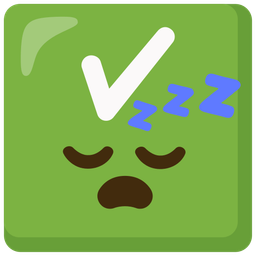 check mark button and sleeping face