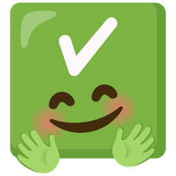 Check mark button and Smiling face with open hands