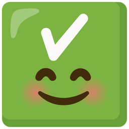 Check mark button and Smiling face with smiling eyes