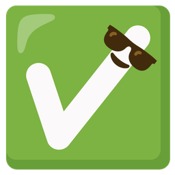check mark button and smiling face with sunglasses