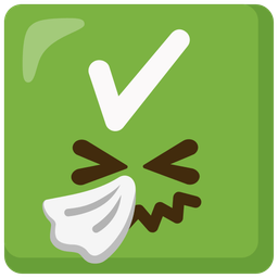 check mark button and sneezing face