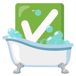 check mark button and soap