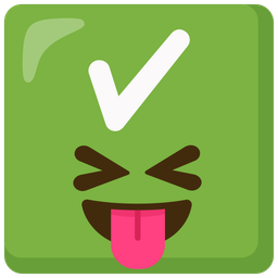 Check mark button and Squinting face with tongue