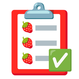 check mark button and strawberry