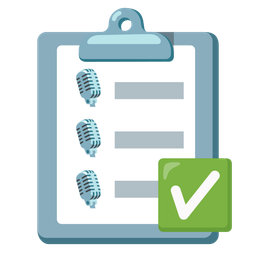 check mark button and studio microphone