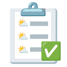 check mark button and sun behind cloud