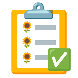 check mark button and sunflower