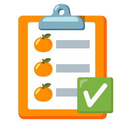 check mark button and tangerine