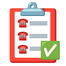 check mark button and telephone