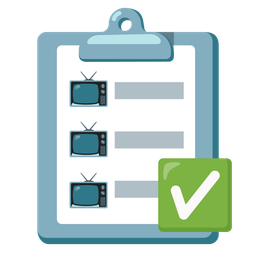 check mark button and television