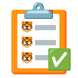check mark button and tiger face