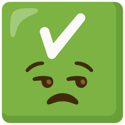 check mark button and unamused face