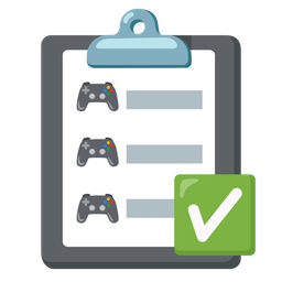 check mark button and video game