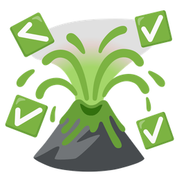 check mark button and volcano