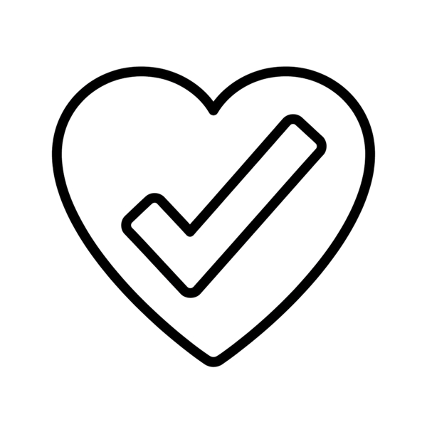 Check mark button and White heart