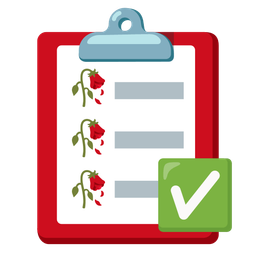 check mark button and wilted flower