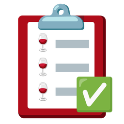 check mark button and wine glass