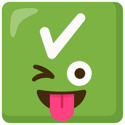 Check mark button and Winking face with tongue