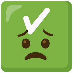 check mark button and worried face