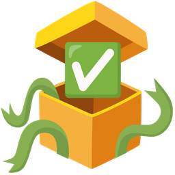 check mark button and wrapped gift