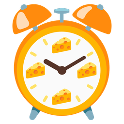 cheese wedge and alarm clock