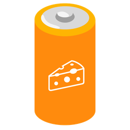 cheese wedge and battery