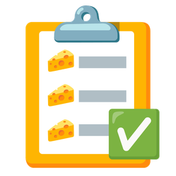 cheese wedge and check mark button