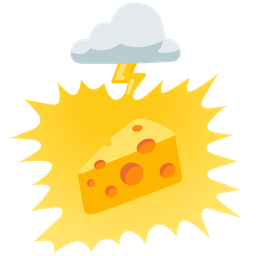 cheese wedge and cloud with lightning