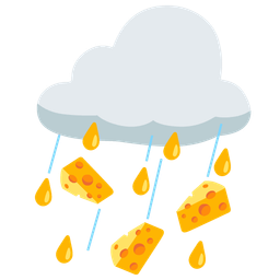 cheese wedge and cloud with rain